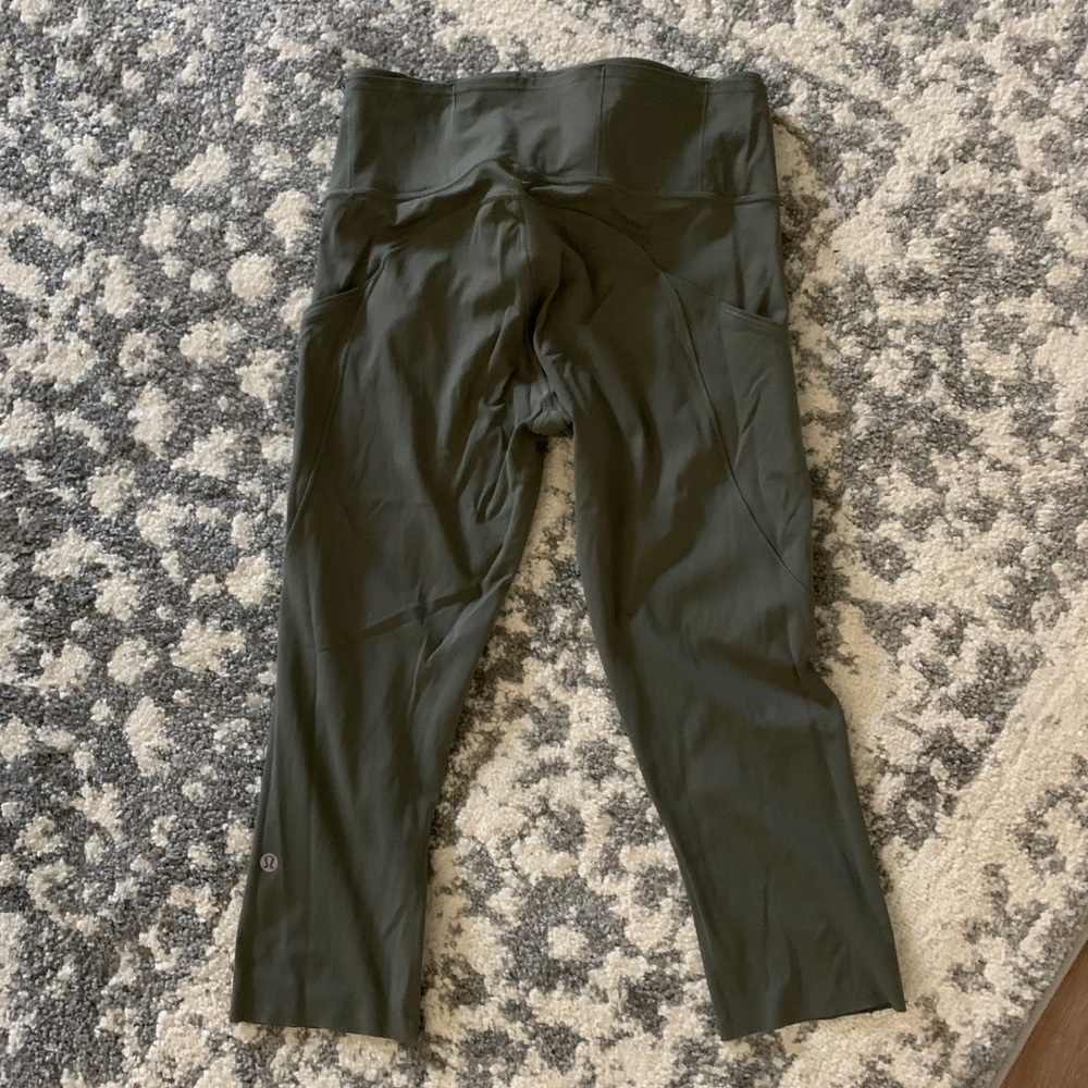 Lululemon fast and free crop leggings- dark olive